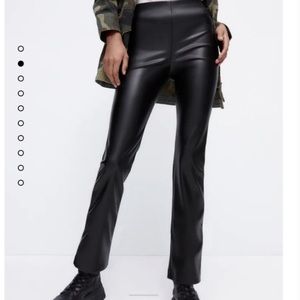 Zara flared faux leather pants